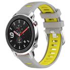 For Amazfit GTR 4 Pro 22mm Cross Texture Two Color Silicone Steel Buckle Watch Band(Grey+Yellow) - 1