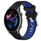 For Amazfit GTR 3 22mm Cross Texture Two Color Silicone Steel Buckle Watch Band(Black+Blue) - 1