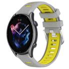 For Amazfit GTR 3 22mm Cross Texture Two Color Silicone Steel Buckle Watch Band(Grey+Yellow) - 1