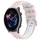 For Amazfit GTR 3 Pro 22mm Cross Texture Two Color Silicone Steel Buckle Watch Band(Pink+White) - 1