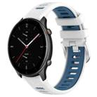 For Amazfit GTR 2e 22mm Cross Texture Two Color Silicone Steel Buckle Watch Band(White+Blue) - 1