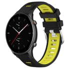 For Amazfit GTR 2e 22mm Cross Texture Two Color Silicone Steel Buckle Watch Band(Black+Lime Green) - 1