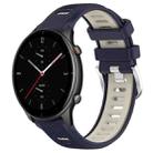 For Amazfit GTR 2e 22mm Cross Texture Two Color Silicone Steel Buckle Watch Band(Midnight Blue + Starlight) - 1