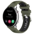 For Amazfit GTR 2 22mm Cross Texture Two Color Silicone Steel Buckle Watch Band(Army Green+Black) - 1