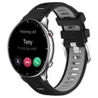 For Amazfit GTR 2 22mm Cross Texture Two Color Silicone Steel Buckle Watch Band(Black+Grey) - 1