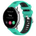 For Amazfit GTR 2 22mm Cross Texture Two Color Silicone Steel Buckle Watch Band(Lake Blue+Black) - 1