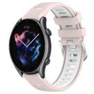 For Amazfit 3 22mm Cross Texture Two Color Silicone Steel Buckle Watch Band(Pink+White) - 1
