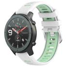 For Amazfit GTR 47mm 22mm Cross Texture Two Color Silicone Steel Buckle Watch Band(White+Teal) - 1