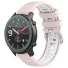 For Amazfit GTR 47mm 22mm Cross Texture Two Color Silicone Steel Buckle Watch Band(Pink+White) - 1