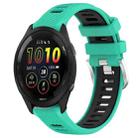 For Garmin Forerunner 265 22mm Sports Two-Color Steel Buckle Silicone Watch Band(Lake Blue+Black) - 1