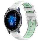 For Garmin Venu 2 22mm Sports Two-Color Steel Buckle Silicone Watch Band(White+Teal) - 1