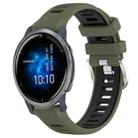 For Garmin Venu 2 22mm Sports Two-Color Steel Buckle Silicone Watch Band(Army Green+Black) - 1
