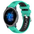 For Garmin Venu 2 22mm Sports Two-Color Steel Buckle Silicone Watch Band(Lake Blue+Black) - 1