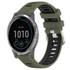 For Garmin Vivoactive4 22mm Sports Two-Color Steel Buckle Silicone Watch Band(Army Green+Black) - 1