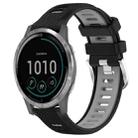 For Garmin Vivoactive4 22mm Sports Two-Color Steel Buckle Silicone Watch Band(Black+Grey) - 1