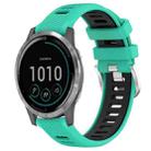For Garmin Vivoactive4 22mm Sports Two-Color Steel Buckle Silicone Watch Band(Lake Blue+Black) - 1