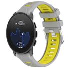 For  SUUNTO 9 Peak 22mm Sports Two-Color Steel Buckle Silicone Watch Band(Grey+Yellow) - 1