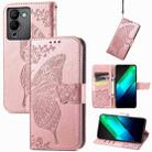 For Infinix Note 12 G96 Butterfly Love Flower Embossed Leather Phone Case(Rose Gold) - 1