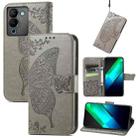 For Infinix Note 12 G96 Butterfly Love Flower Embossed Leather Phone Case(Gray) - 1