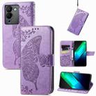 For Infinix Note 12 G96 Butterfly Love Flower Embossed Leather Phone Case(Lavender) - 1