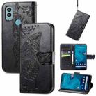 For Kyocera Android One S10 Butterfly Love Flower Embossed Leather Phone Case(Black) - 1