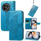 For OnePlus Ace 2 Butterfly Love Flower Embossed Leather Phone Case(Blue) - 1