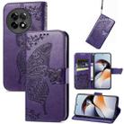 For OnePlus Ace 2 Butterfly Love Flower Embossed Leather Phone Case(Purple) - 1