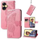 For Realme C55 Butterfly Love Flower Embossed Leather Phone Case(Pink) - 1