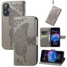 For Tecno Pova Neo 5G Butterfly Love Flower Embossed Leather Phone Case(Gray) - 1