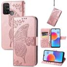 For ZTE Blade A52 Butterfly Love Flower Embossed Leather Phone Case(Rose Gold) - 1