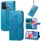 For ZTE Blade A52 Butterfly Love Flower Embossed Leather Phone Case(Blue) - 1