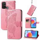 For ZTE Blade A52 Butterfly Love Flower Embossed Leather Phone Case(Pink) - 1