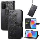 For ZTE Blade A52 Butterfly Love Flower Embossed Leather Phone Case(Black) - 1