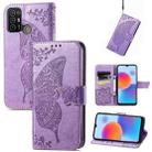 For ZTE Blade A52 Butterfly Love Flower Embossed Leather Phone Case(Lavender) - 1