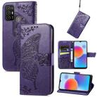 For ZTE Blade A52 Butterfly Love Flower Embossed Leather Phone Case(Purple) - 1