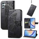 For Samsung Galaxy A34 5G Butterfly Love Flower Embossed Leather Phone Case(Black) - 1