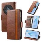 For Honor Magic5 CaseNeo Splicing Dual Magnetic Buckle Leather Phone Case(Brown) - 1