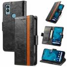 For Kyocera Android One S10 CaseNeo Splicing Dual Magnetic Buckle Leather Phone Case(Black) - 1