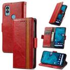 For Kyocera Android One S10 CaseNeo Splicing Dual Magnetic Buckle Leather Phone Case(Red) - 1