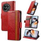 For OnePlus Ace 2 CaseNeo Splicing Dual Magnetic Buckle Leather Phone Case(Red) - 1