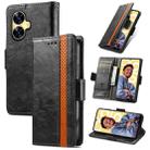 For Realme C55 CaseNeo Splicing Dual Magnetic Buckle Leather Phone Case(Black) - 1