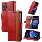 For Tecno Pova Neo 5G CaseNeo Splicing Dual Magnetic Buckle Leather Phone Case(Red) - 1