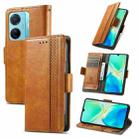 For vivo S15e CaseNeo Splicing Dual Magnetic Buckle Leather Phone Case(Khaki) - 1