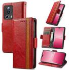 For Xiaomi 13 Lite CaseNeo Splicing Dual Magnetic Buckle Leather Phone Case(Red) - 1