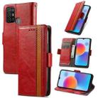 For ZTE Blade A52 CaseNeo Splicing Dual Magnetic Buckle Leather Phone Case(Red) - 1