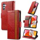 For Samsung Galaxy A14 4G CaseNeo Splicing Dual Magnetic Buckle Leather Phone Case(Red) - 1