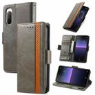 For Sony Xperia 10 II CaseNeo Splicing Dual Magnetic Buckle Leather Phone Case(Gray) - 1