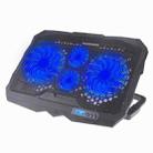 S18 Aluminum Four Fans Gaming Laptop Cooling Pad Foldable Holder with Wind Speed Display(Blue) - 1