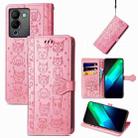For Infinix Note 12 G96 Cat and Dog Embossed Phone Leather Phone Case(Pink) - 1