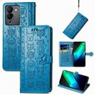 For Infinix Note 12 G96 Cat and Dog Embossed Phone Leather Phone Case(Blue) - 1